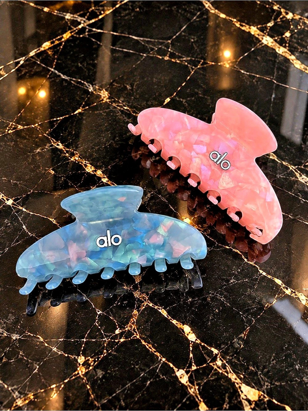 Preloved Alo Hair Claw Clips in Pink & Blue Like New